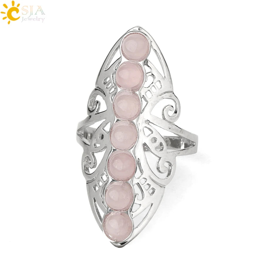 7 Chakra Stone Bead Finger Meditation Healing Point Yoga Ring