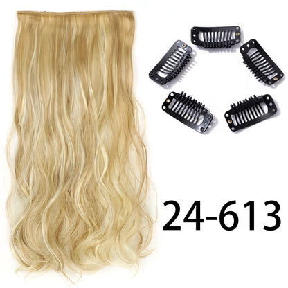 Synthetic Long Straight Clip In One Piece Hair Extension 5 Clips Fake Hair