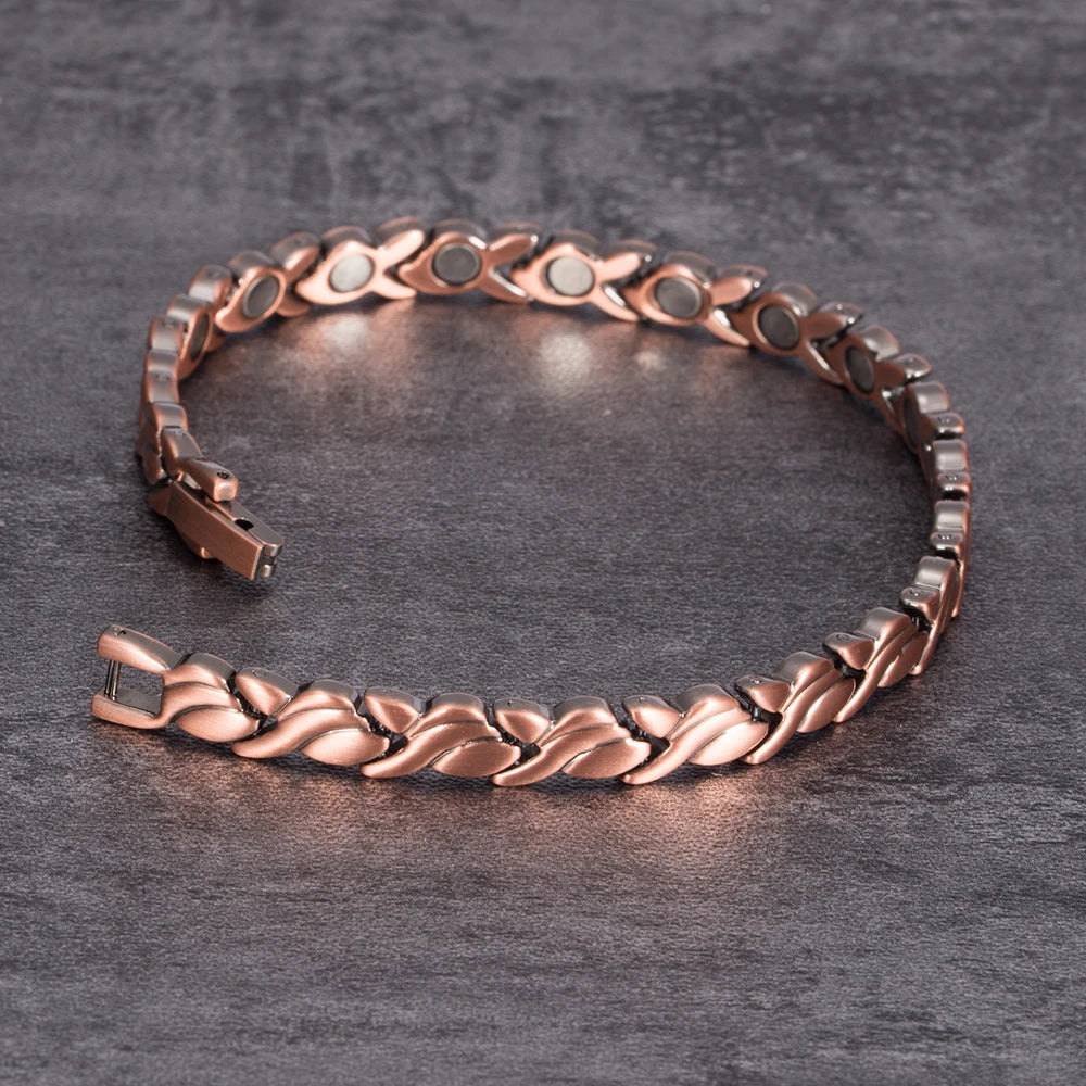Magnetic Pure Copper 6.5mm Vintage Chain Health Energy Magnet Bracelets