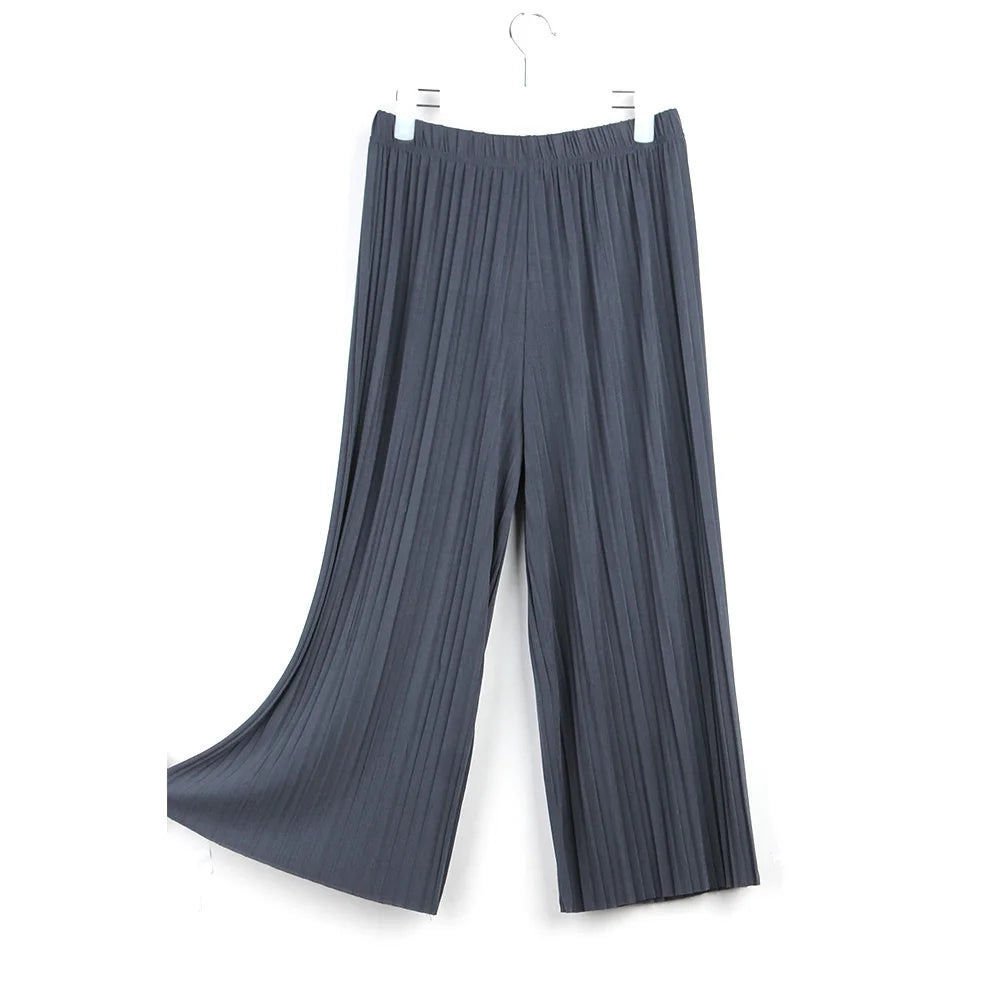 Waist High Pleated Wide Leg  Chiffon Loose Pants
