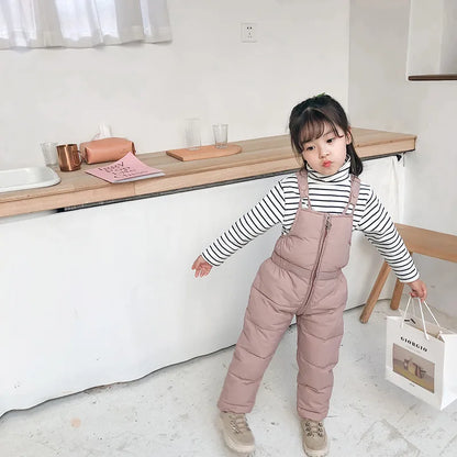 Winter Down Overalls Pants Autumn Thick Warm Ski Down Jumpsuit