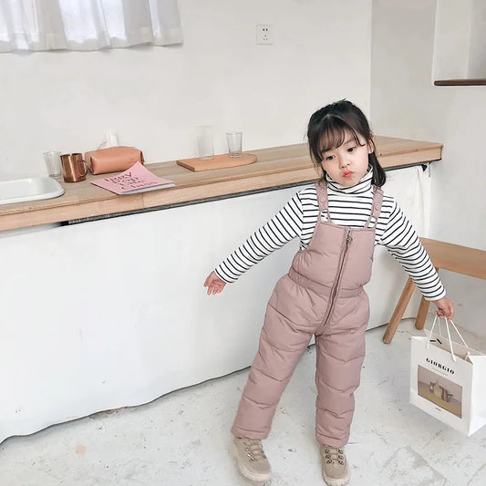 Winter Down Overalls Pants Autumn Thick Warm Ski Down Jumpsuit