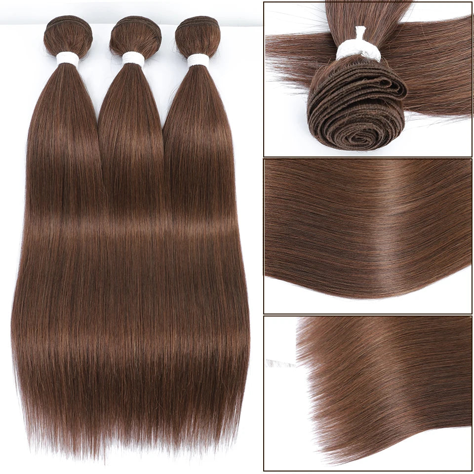 Bone Straight Hair Extensions Brown Color