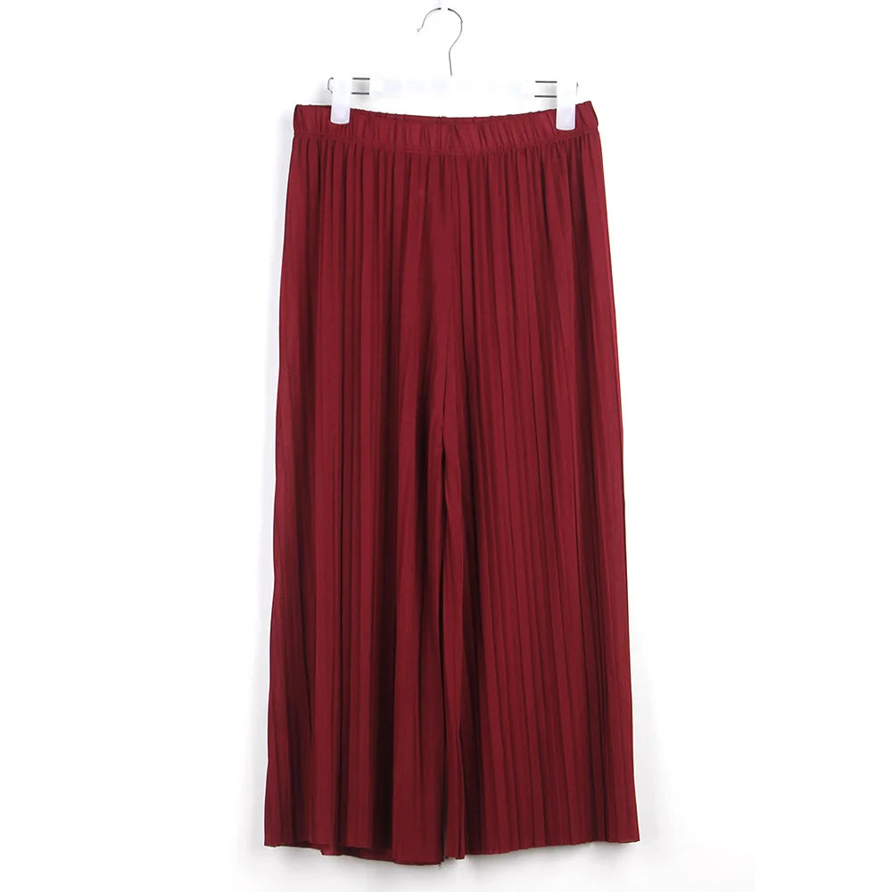 Waist High Pleated Wide Leg  Chiffon Loose Pants