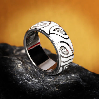 925 Silver White Leaves Sparkling CZ Jewelry Ring Set