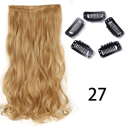 Synthetic Long Straight Clip In One Piece Hair Extension 5 Clips Fake Hair