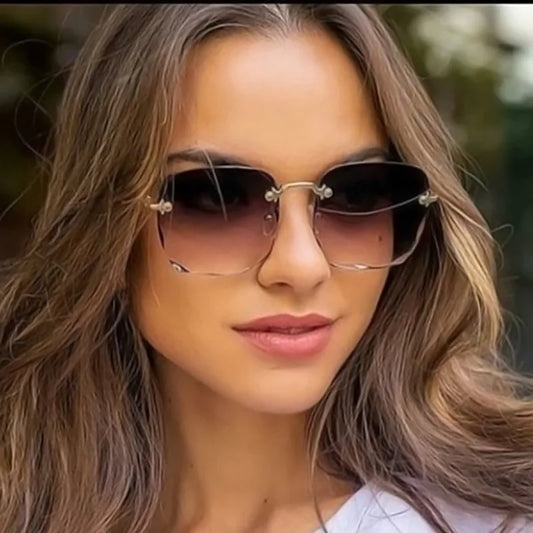 3PCS Square Rimless Sunglasses