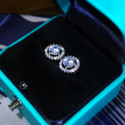 DANA 925 Silver White Zircon Round Earrings