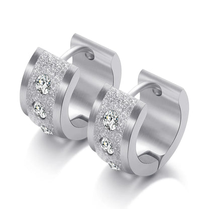 Stainless Steel Zircon Crystal hoop Earrings