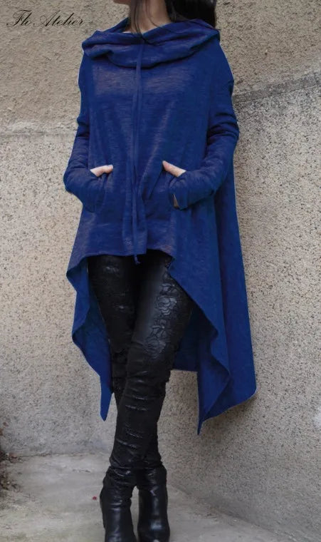 New European and N Pure Color Long Hoodie