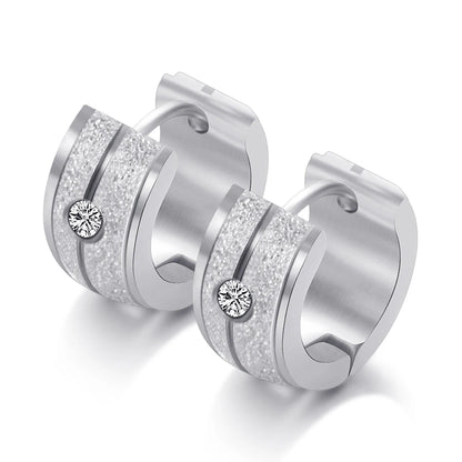 Stainless Steel Zircon Crystal hoop Earrings