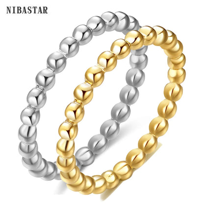 Beads Water Ripple Beaded Stainless Steel Mini Rings