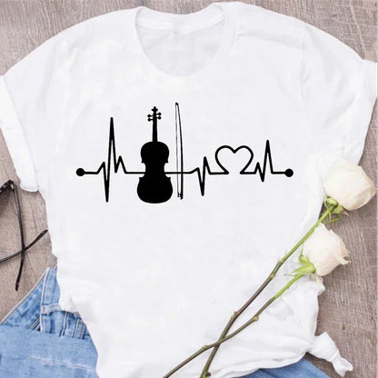 Funny Music Art Short Sleeves Black T-shirt