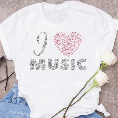 Funny Music Art Short Sleeves Black T-shirt