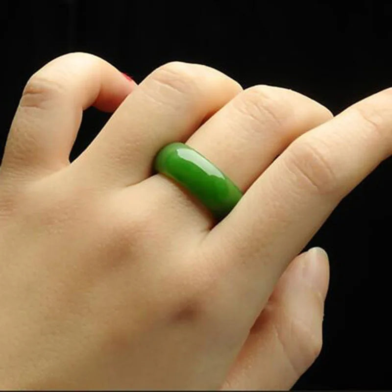 Genuine Green Hetian Jade Natural Stone Rings
