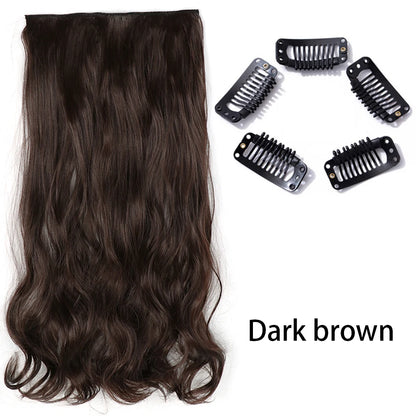 Synthetic Long Straight Clip In One Piece Hair Extension 5 Clips Fake Hair