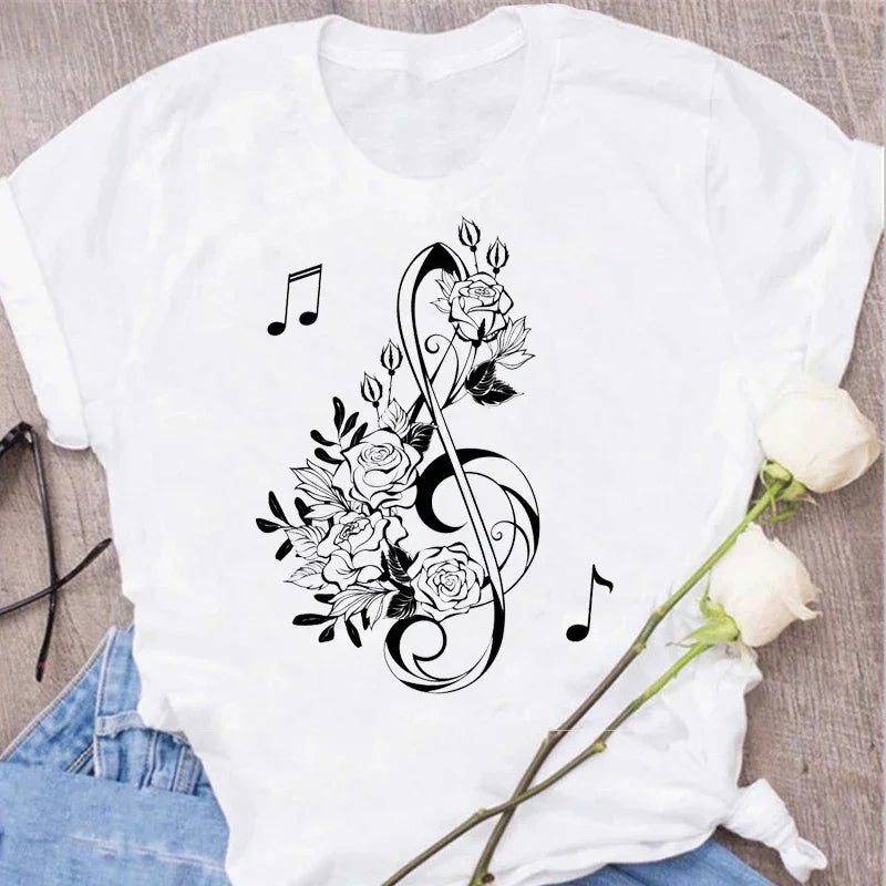 Funny Music Art Short Sleeves Black T-shirt