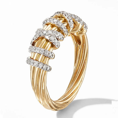 Luxury Hollow Out Cross Cubic Zirconia Gold Silver Rings