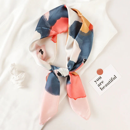 Luxury Silk Square Plaid Satin Scarf