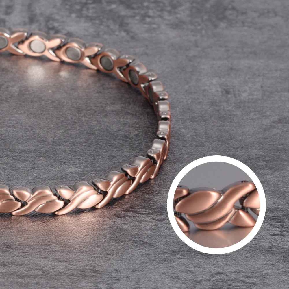 Magnetic Pure Copper 6.5mm Vintage Chain Health Energy Magnet Bracelets