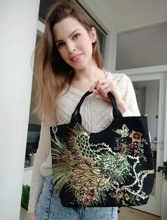 Ethnic Style Sequins Tote Handbags