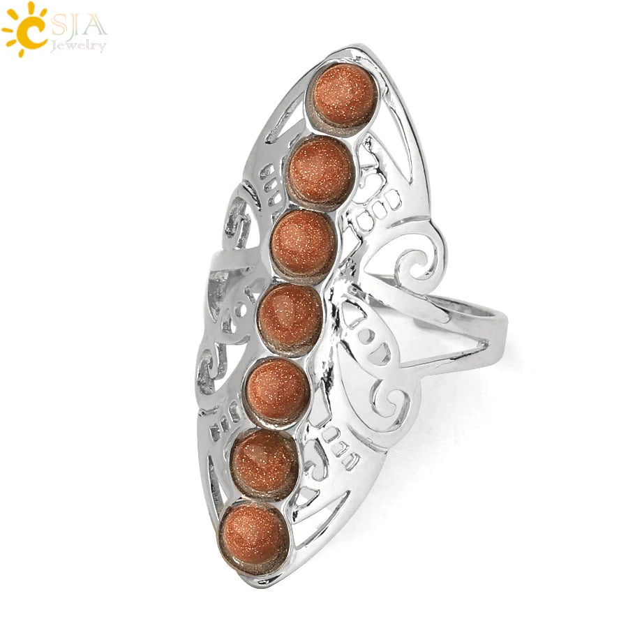 7 Chakra Stone Bead Finger Meditation Healing Point Yoga Ring