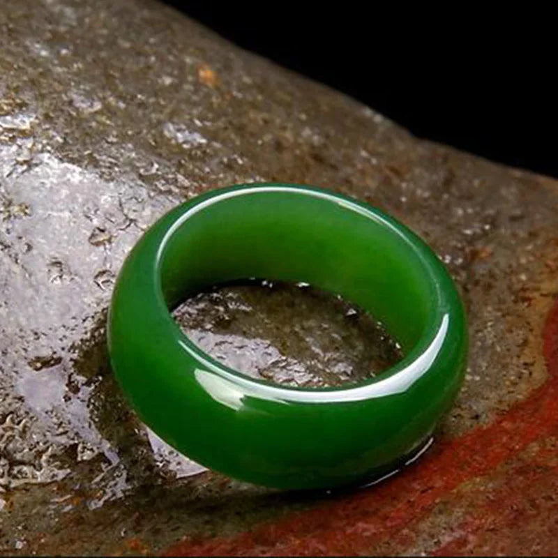 Genuine Green Hetian Jade Natural Stone Rings