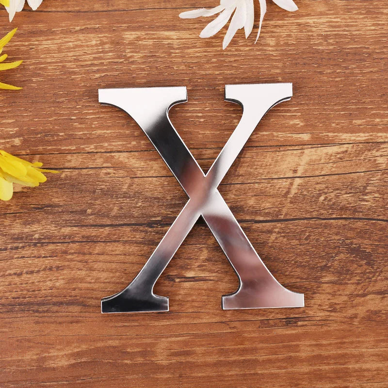 Silver Letter Acrylic 3D Mirror Wall Sticker
