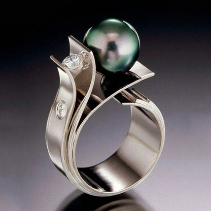 925 Sterling Silver Pearl 18k Gold Charm Finger Rings