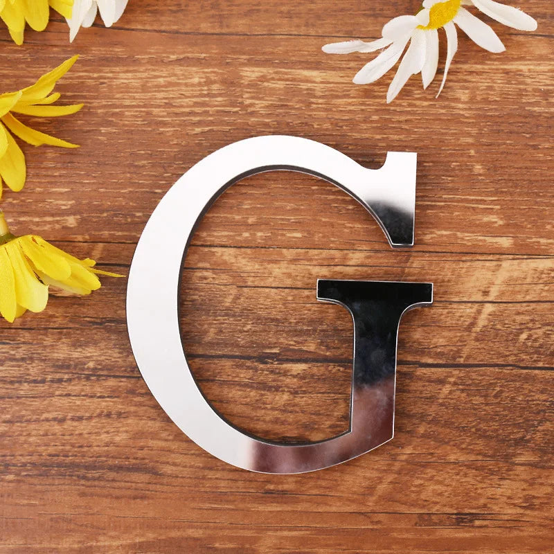 Silver Letter Acrylic 3D Mirror Wall Sticker