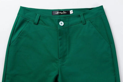Pantalones rectos de algodón elástico de cintura ajustada