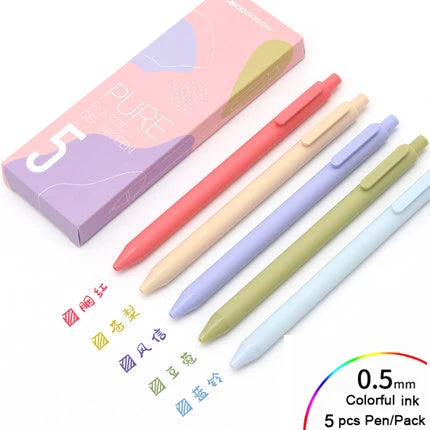 5Pcs/Pack Kaco Gel Pen Kawaii Push Sign Pens with Refill for Gel Pen