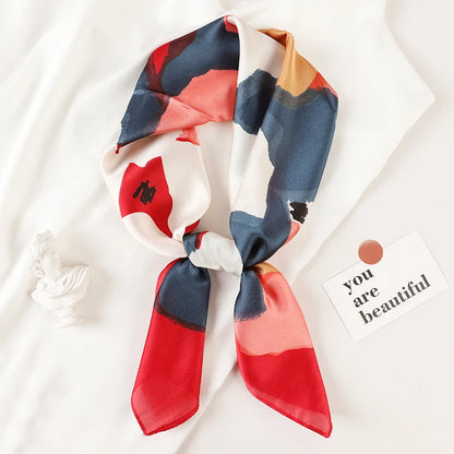 Luxury Silk Square Plaid Satin Scarf