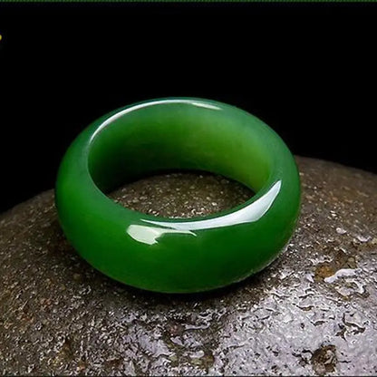 Genuine Green Hetian Jade Natural Stone Rings