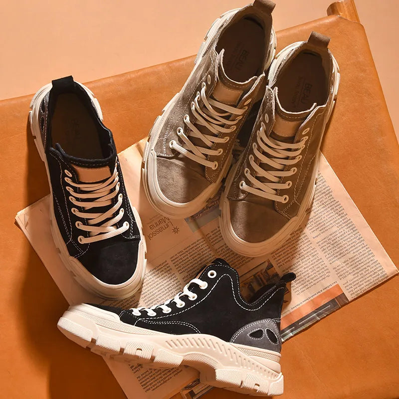 Suede Leather Round Toe Handmade Shoes