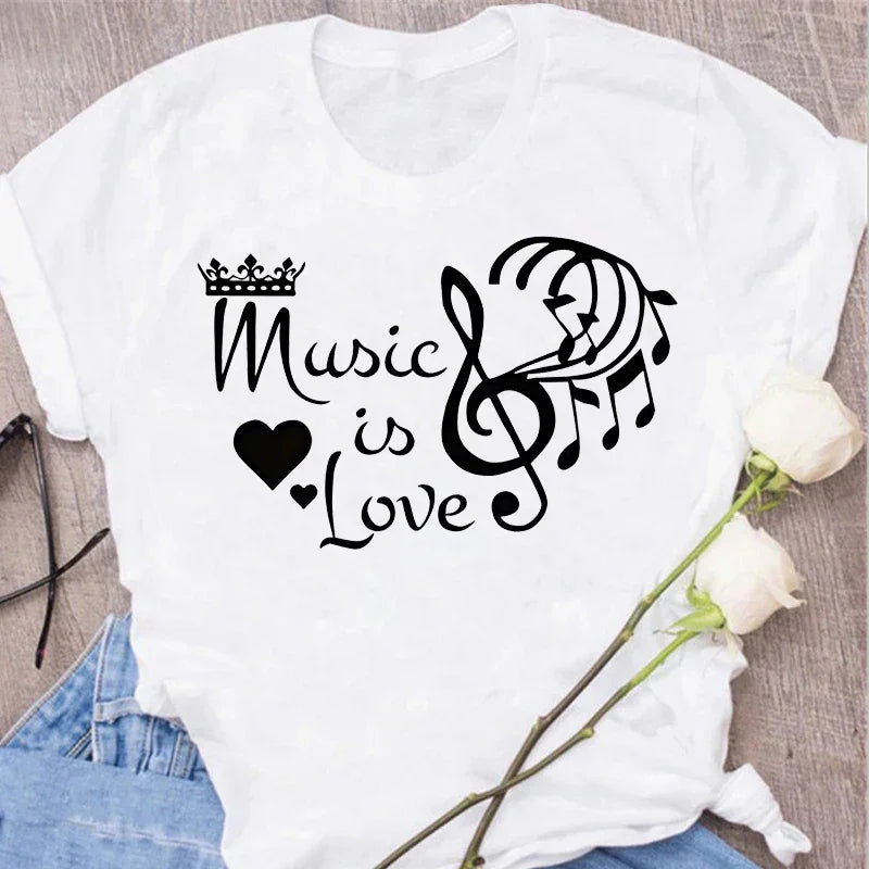 Funny Music Art Short Sleeves Black T-shirt