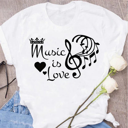 Funny Music Art Short Sleeves Black T-shirt