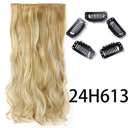Synthetic Long Straight Clip In One Piece Hair Extension 5 Clips Fake Hair
