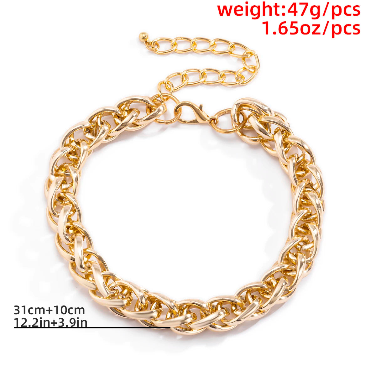 Punk Gold Color Metal Handmade Short Necklace