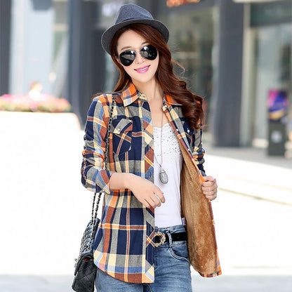 Winter Warm Velvet Thicke Plaid Shirt Style Coat Jacket