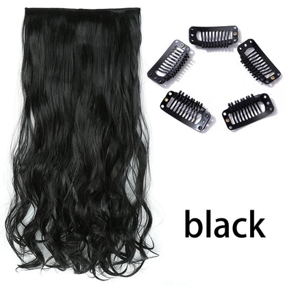 Synthetic Long Straight Clip In One Piece Hair Extension 5 Clips Fake Hair