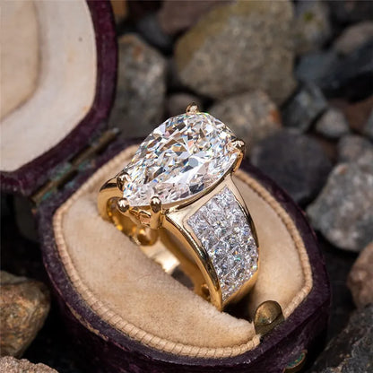 Luxury Gold Water Drop CZ Brilliant White Cubic Zirconia Rings