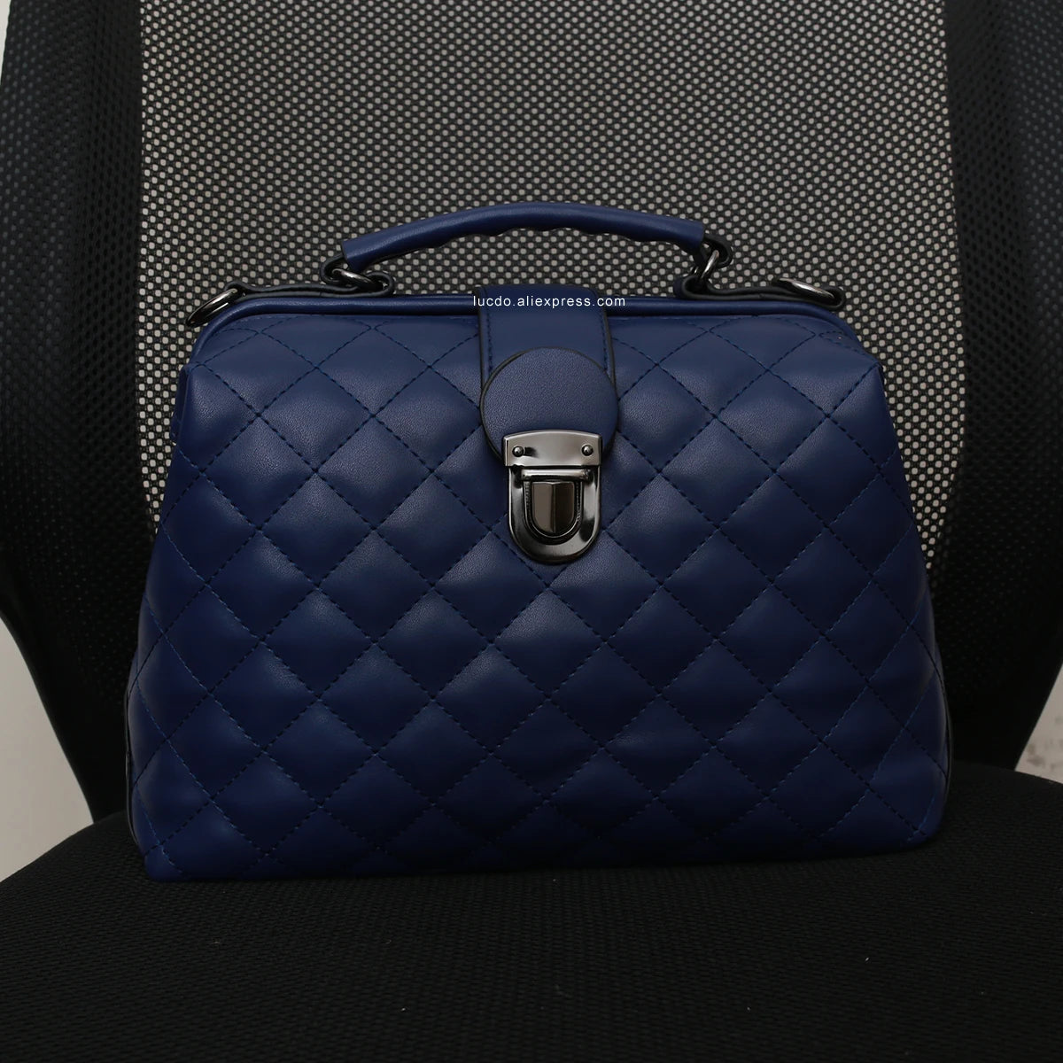 Plaid Rivets Design Doctor Crossbody High Quality PU Leather Tote Bags