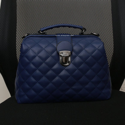 Plaid Rivets Design Doctor Crossbody High Quality PU Leather Tote Bags