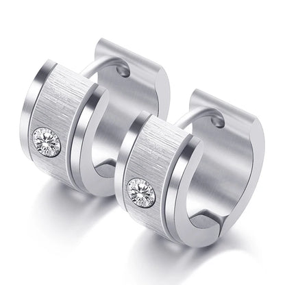 Stainless Steel Zircon Crystal hoop Earrings