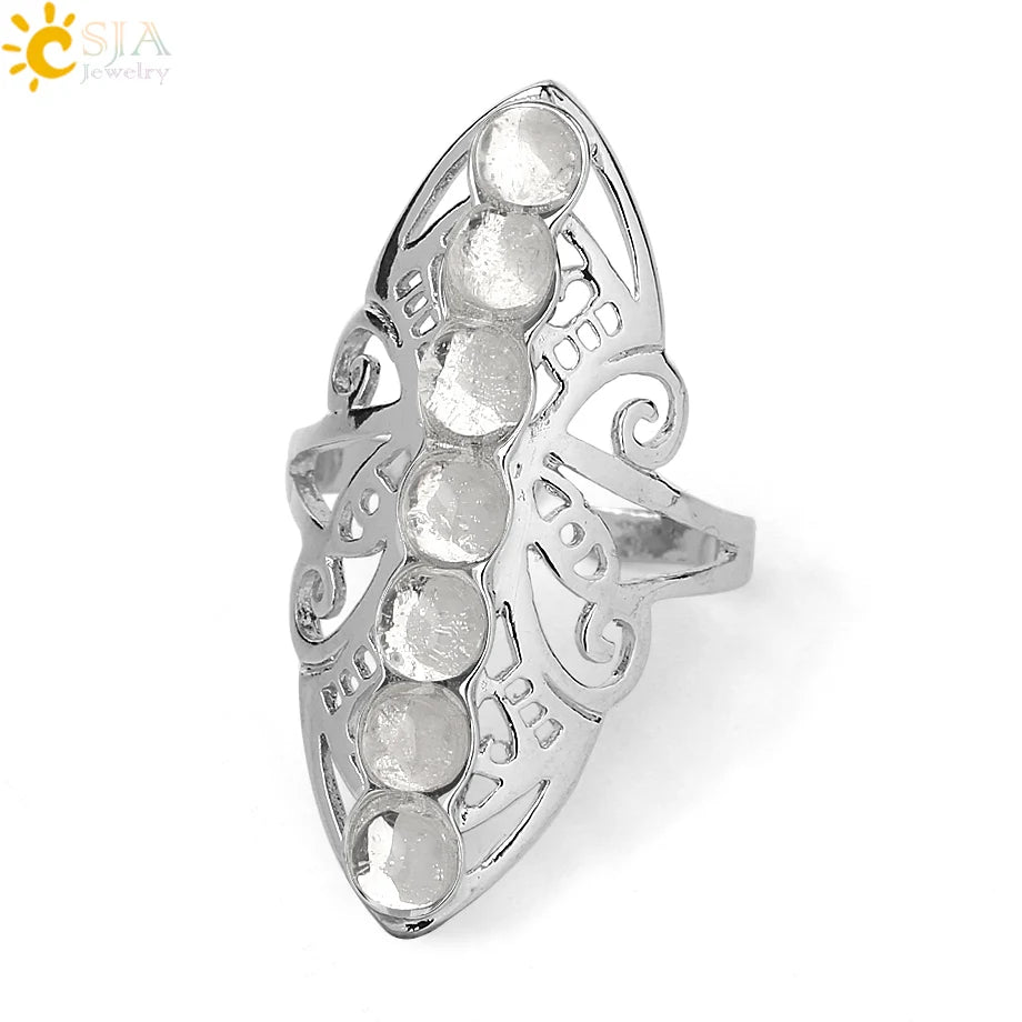 7 Chakra Stone Bead Finger Meditation Healing Point Yoga Ring