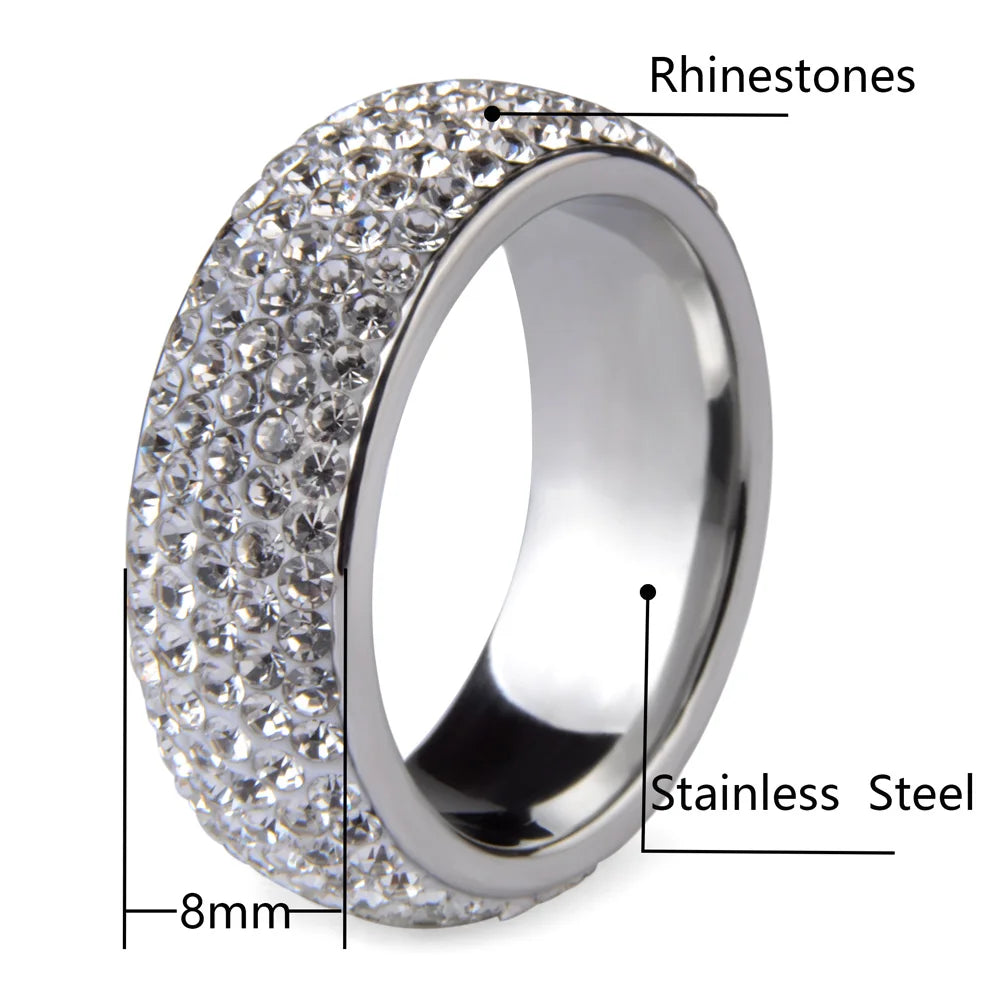 Stainless Steel Crystal Ring