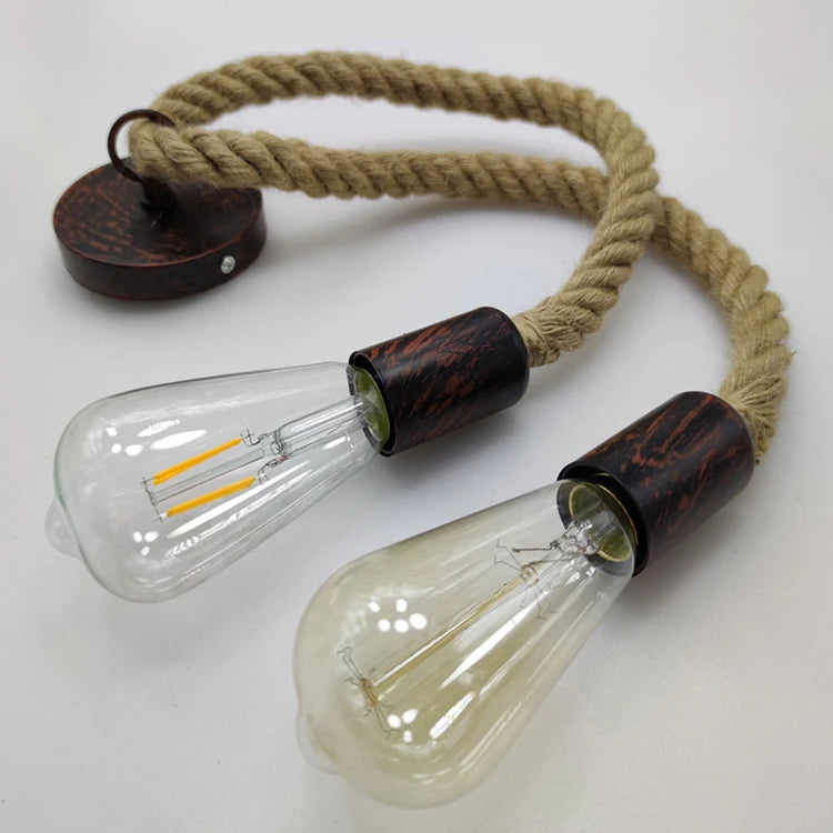 Vintage Hemp Rope Pendant Lights Attic