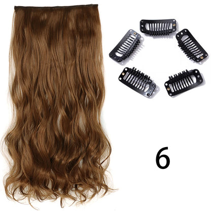 Synthetic Long Straight Clip In One Piece Hair Extension 5 Clips Fake Hair
