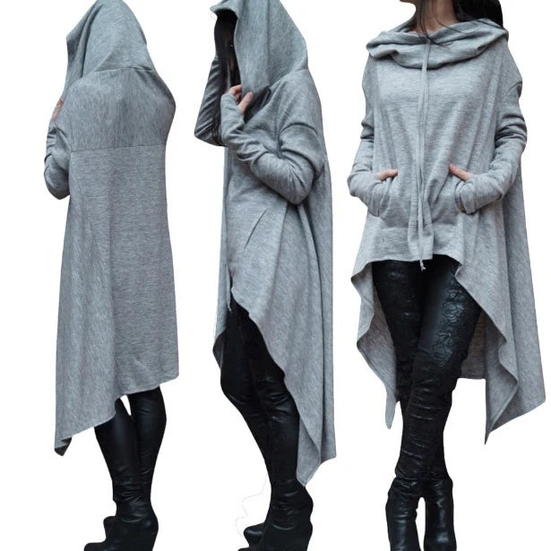 New European and N Pure Color Long Hoodie